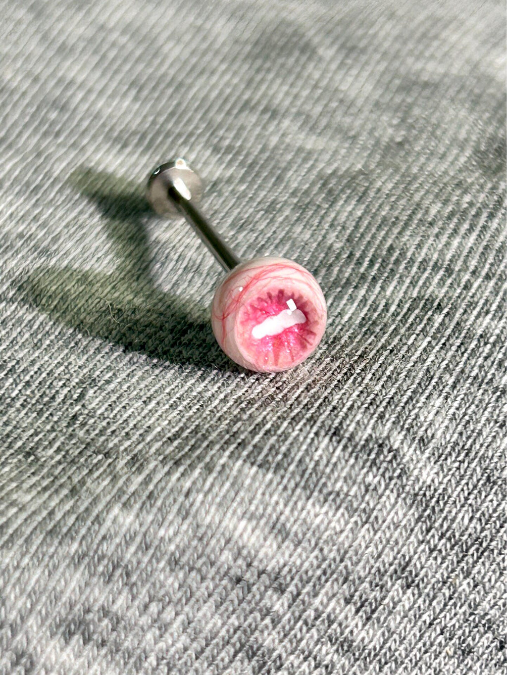 Titanium Horizontal Slit Eyeball Piercing Stud | Goat Eye Labret - Crux Jewelry product image 3