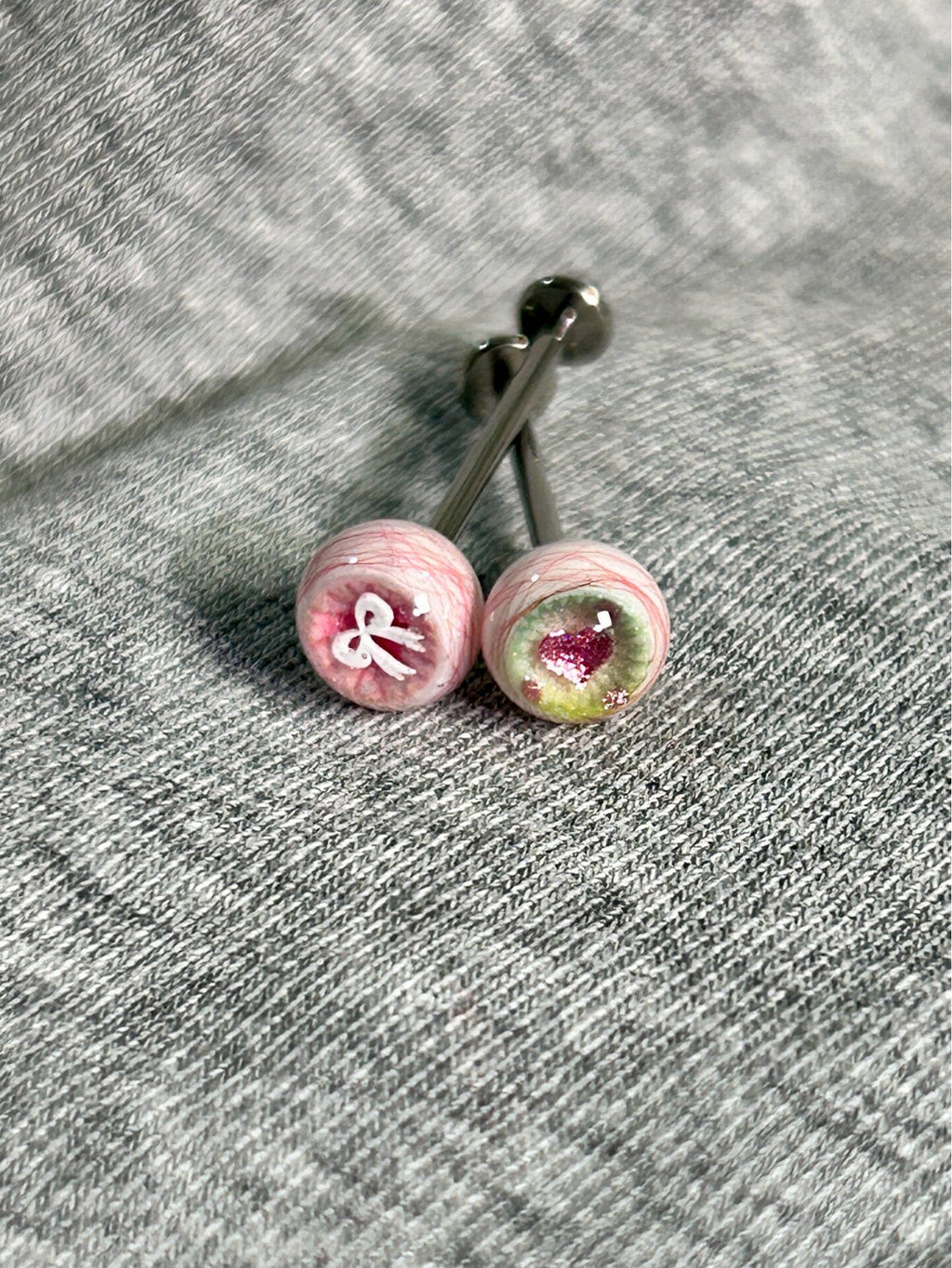 Handcrafted Titanium Dark Coquette Eyeball Piercing | Pastel Goth Labret Stud - Crux Jewelry product image 4