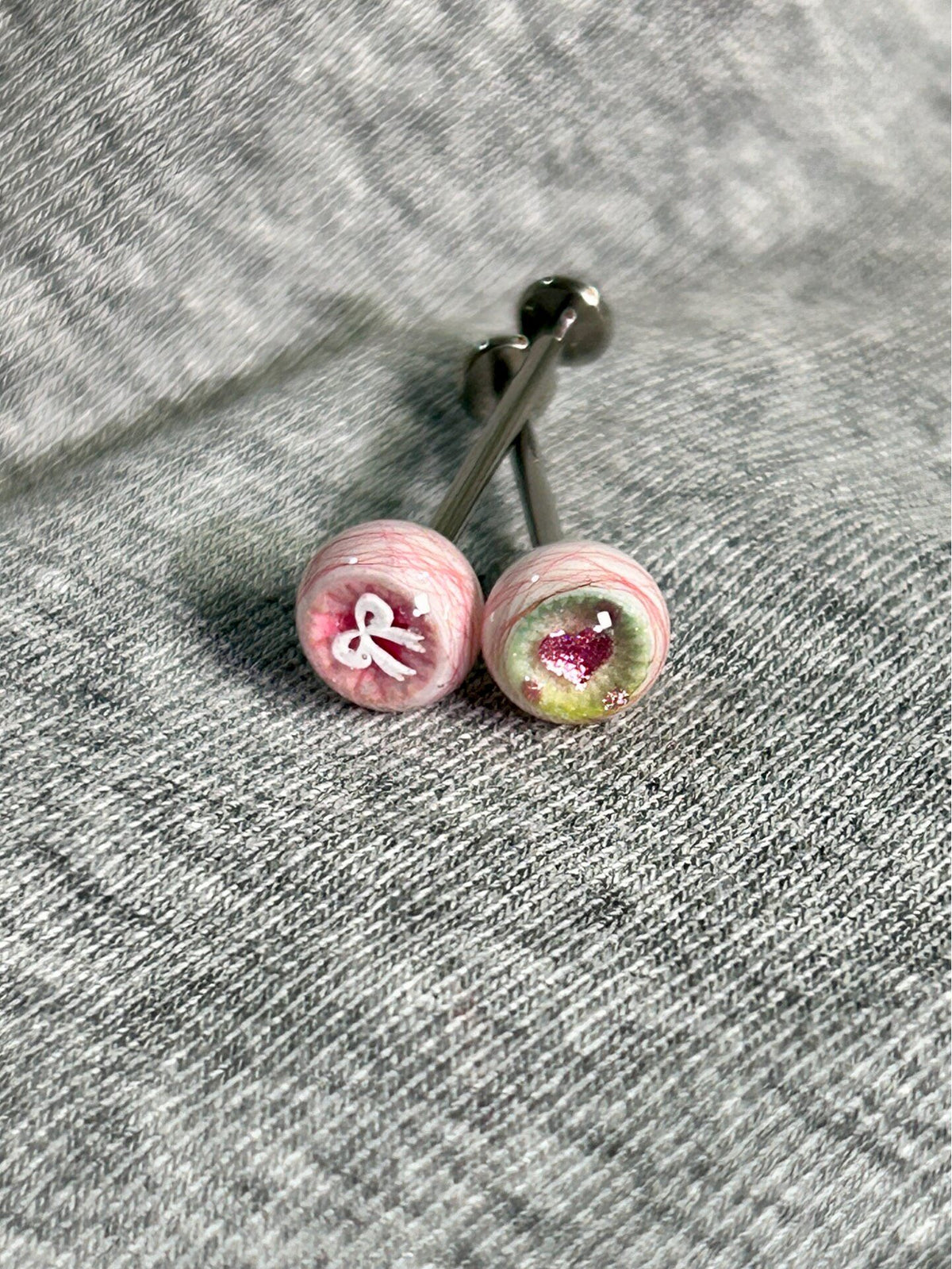 Handcrafted Titanium Dark Coquette Eyeball Piercing | Pastel Goth Labret Stud - Crux Jewelry product image 4