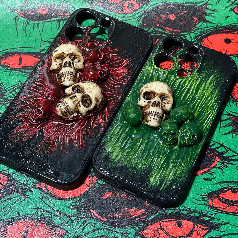 "Eternal Decay" 3D Realistic Skull Phone Case | Handmade Gothic Dripping Texture Art - Crux Jewelry product image 3