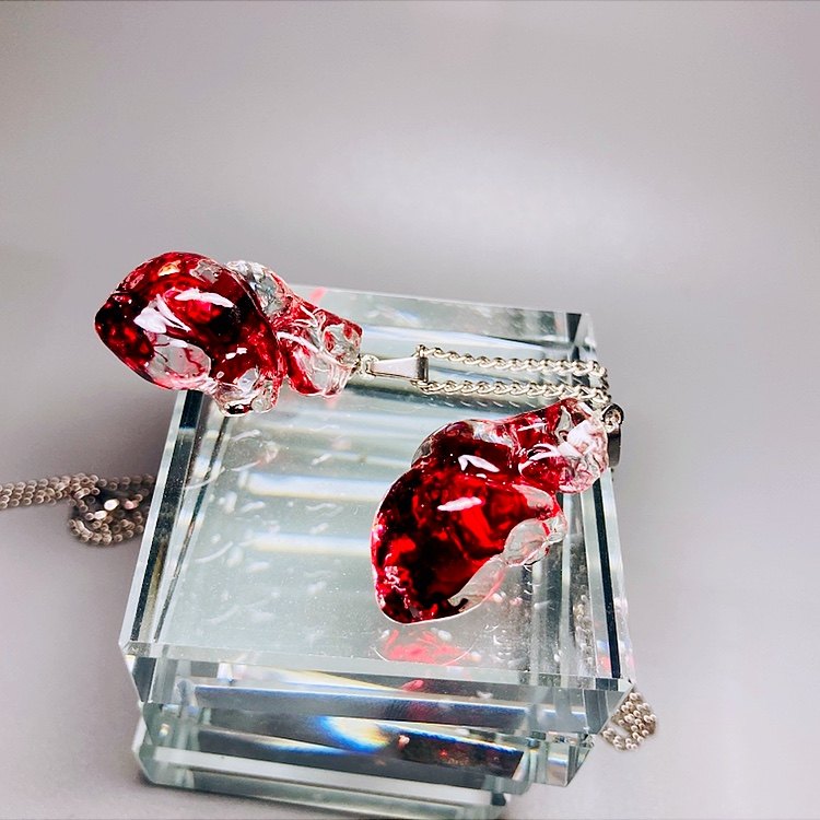 "Blood Ruby" Translucent Red Heart Necklace - Gummy Resin Pendant - Crux Jewelry product image 5