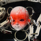 Bio-Horror "Infected" Doll Face Choker with White Snake & Red Veins - White - Crux Jewelry product photo