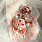 Bloody "Ghost Bride" Butterfly Doll Face Necklace - Double Happiness Symbol & Coffin Charm - Crux Jewelry product image 1