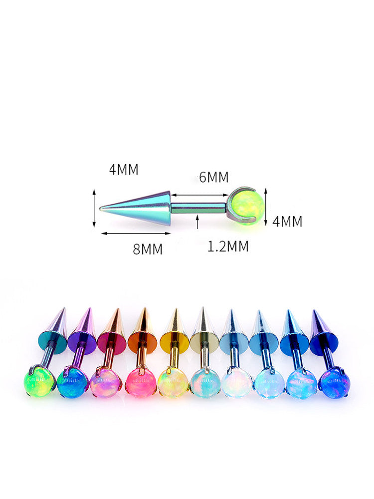 ASTM F136 Titanium Aurora Opal Spike Stud - Edgy Fairycore Cartilage Piercing - Crux Jewelry product image 5