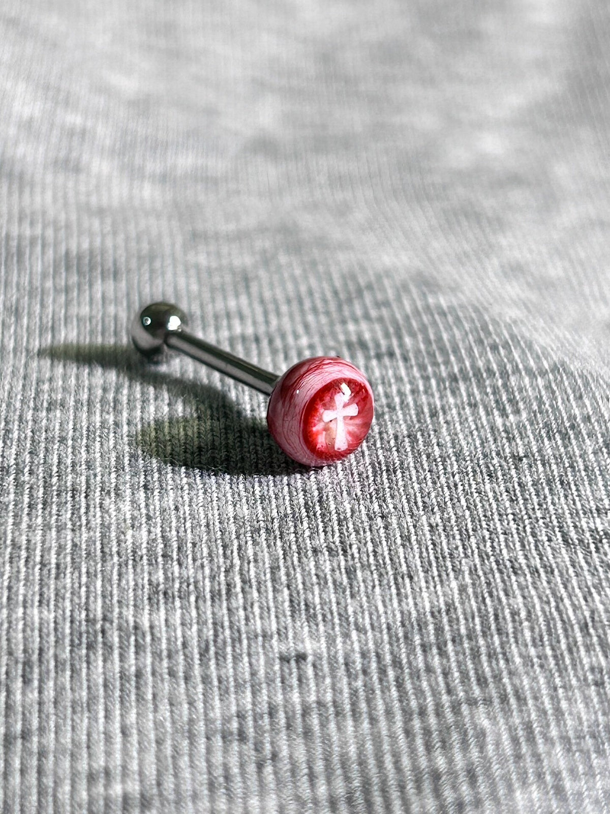 Tears of the Fallen Heretic | Titanium Holy Cross Eyeball Stud - Crux Jewelry product image 4