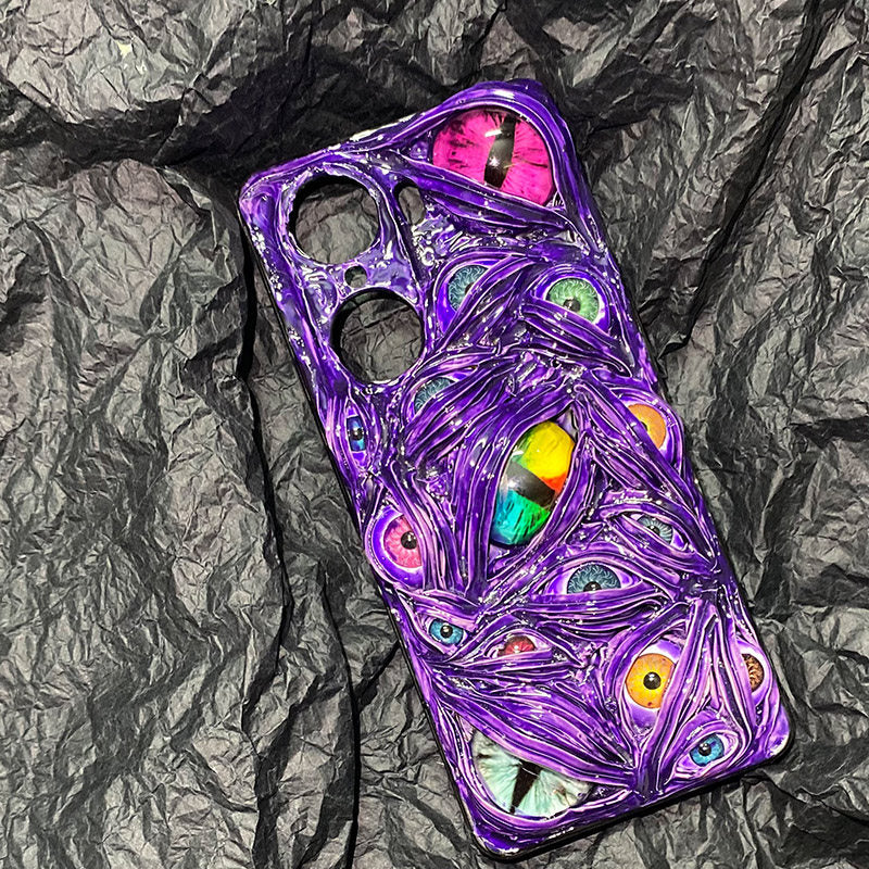 "Prismatic Void" 3D Slime Phone Case | Holographic Dragon Eye & Wet Texture Art - Crux Jewelry product image 3