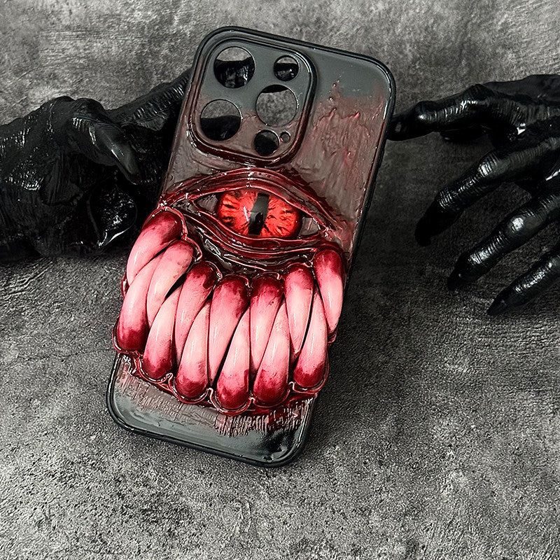 "The Devourer" 3D Big Mouth Monster Phone Case | Realistic Teeth & Cyclops Eye Art - Crux Jewelry product image 4