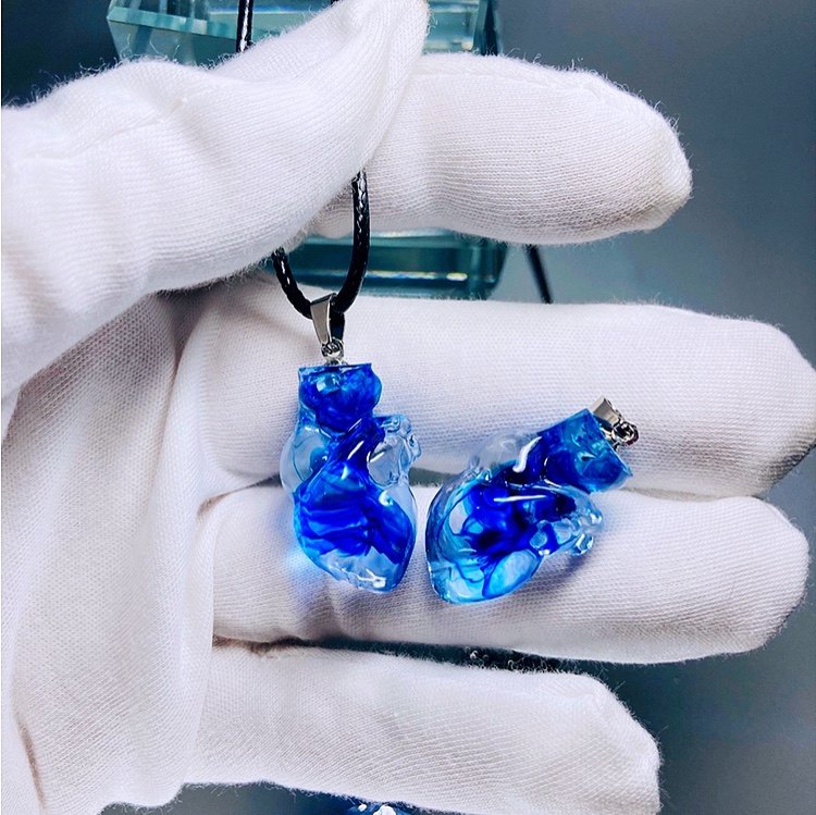 "Frozen Soul" Translucent Blue Heart Necklace - Ice Resin Pendant - Crux Jewelry product image 4