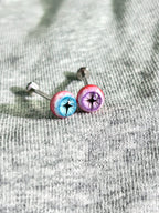 Handcrafted Titanium Star Pupil Eyeball Piercing | Cosmic Cross Eye Stud - Crux Jewelry product image 2
