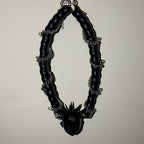 Black Glossy Spiked Doll Face Choker with Spider Emblem - Chunky Twisted Cord & Chain... - Crux Jewelry product image 4