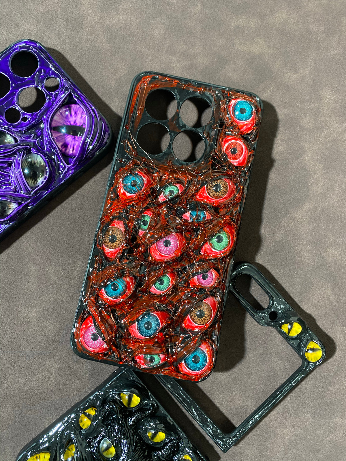 "Crimson Flesh" Multi-Eye 3D Horror Phone Case | Realistic Red Gore Texture Cover - Crux Jewelry product image 3