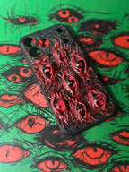 Uchiha Nightmare: Handmade Red Flesh Case with Multiple Sharingan Eyes (3D Texture) - Crux Jewelry product image 5