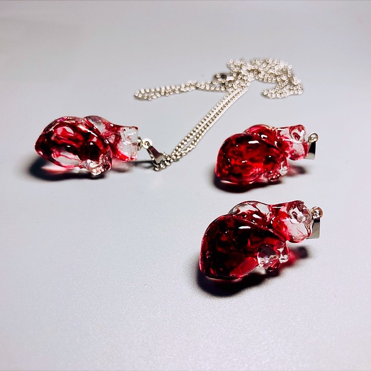 "Blood Ruby" Translucent Red Heart Necklace - Gummy Resin Pendant - Crux Jewelry product image 1