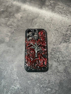 "Gothic Relics" 3D Embossed Phone Case | Bloody Cross, Fallen Angel & Spine Ribcage Art - body jewelry 5