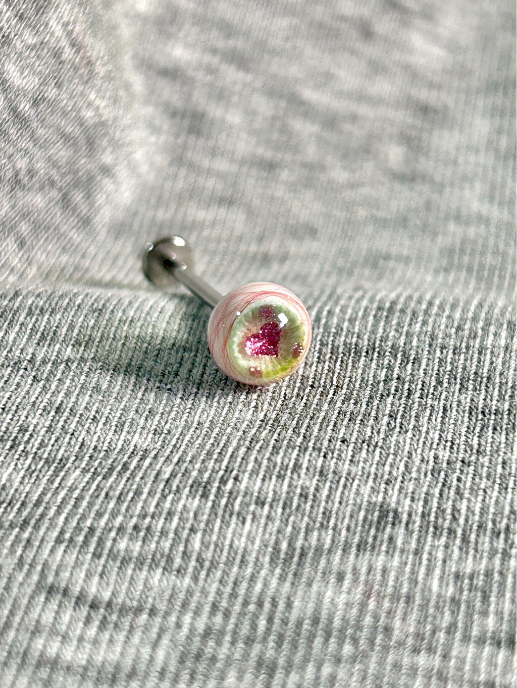 Handcrafted Titanium Dark Coquette Eyeball Piercing | Pastel Goth Labret Stud - Crux Jewelry product image 6