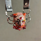 Industrial Grunge "Mutant" Third Eye Doll Choker - Red Wire & Large O-Rings - Crux Jewelry product image 1