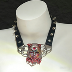 Industrial Grunge "Mutant" Third Eye Doll Choker - Red Wire & Large O-Rings - Crux Jewelry product image 2
