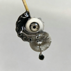 Cthulhu Eye – Monochrome Black & Gray Tentacle Earrings with Realistic Eyeball - Crux Jewelry product photo