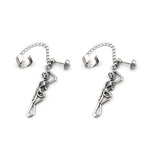 Openwork Skull Chain Dangle Stainless Steel Earrings - product image 5