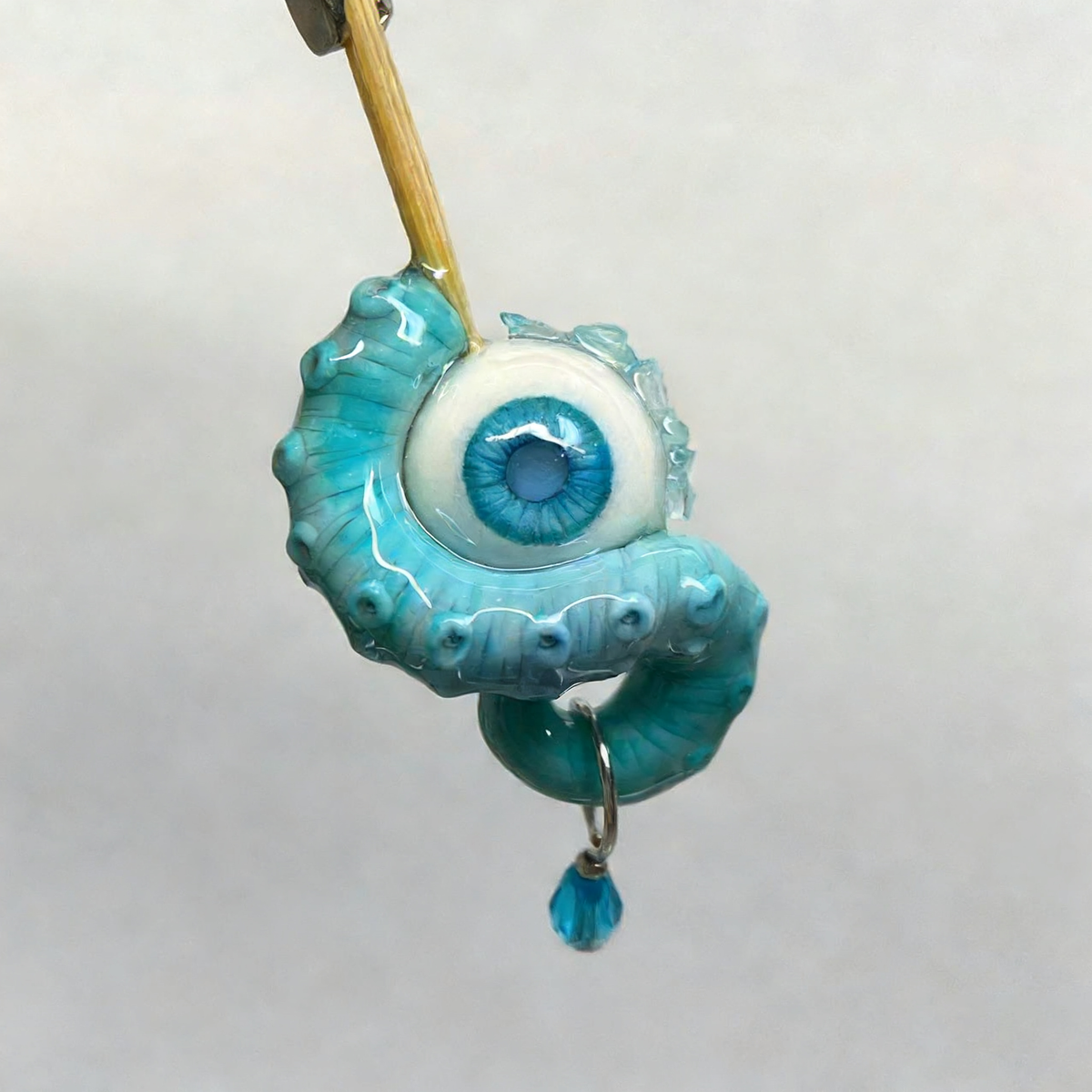 Cthulhu Eye – Pupil Detail Octopus Tentacle Earrings in Sky & Teal Blue - Crux Jewelry product image 1