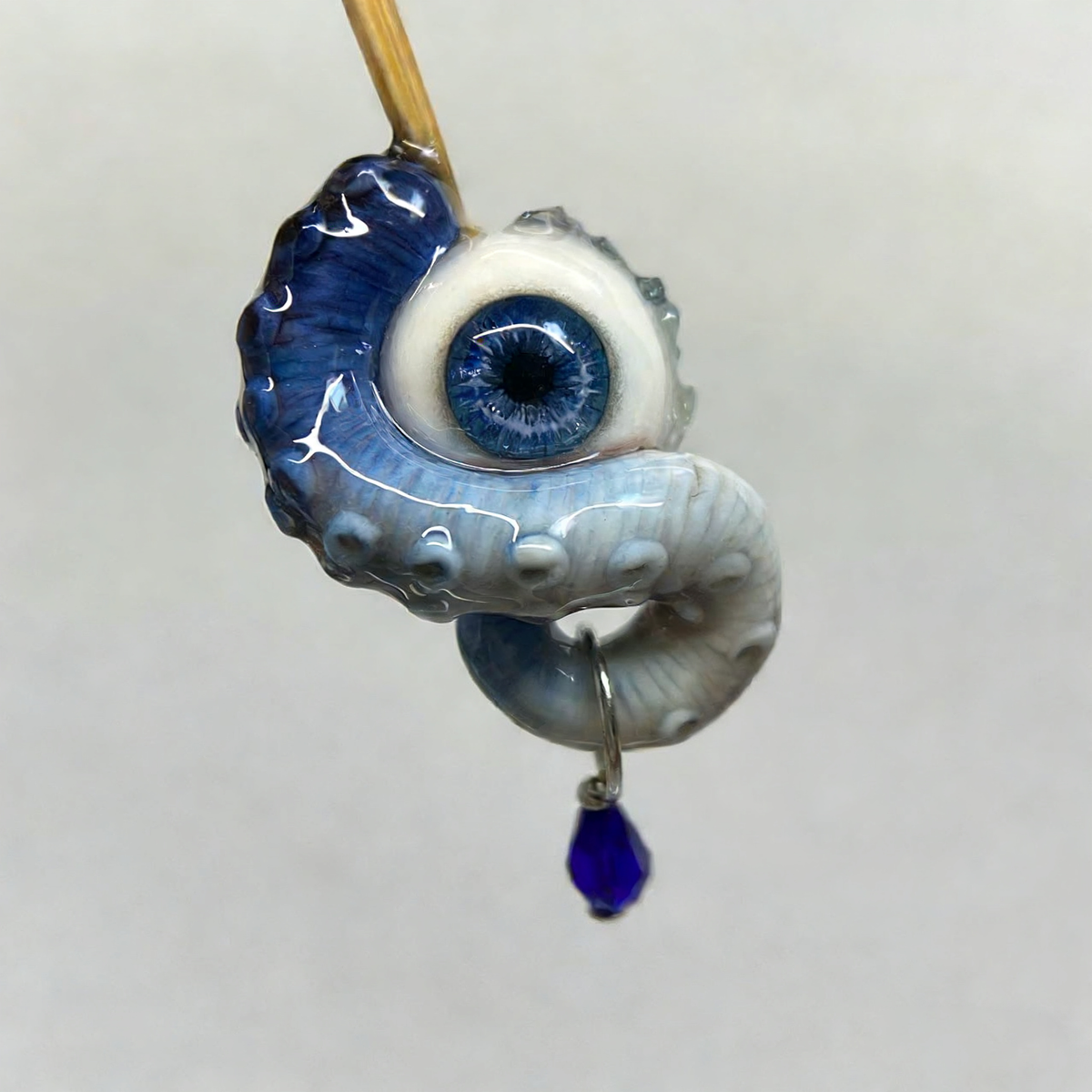 Cthulhu Eye – Pupil Detail Octopus Tentacle Earrings in Sky & Teal Blue - Crux Jewelry product image 2