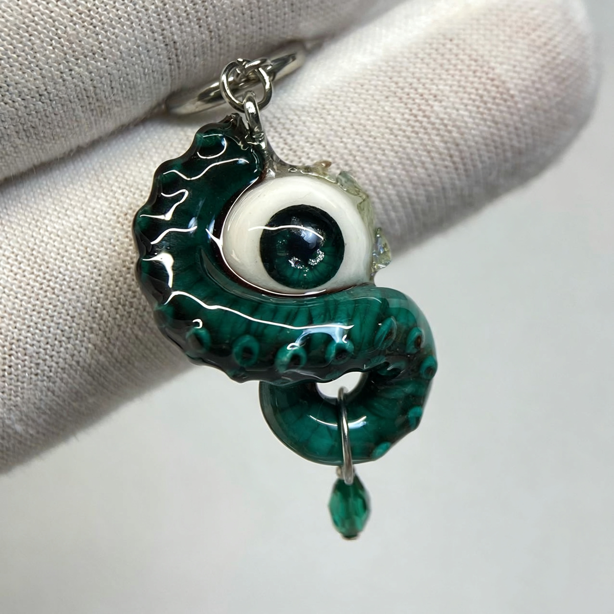 Cthulhu Eye – Pupil Detail Octopus Tentacle Earrings in Sky & Teal Blue - Crux Jewelry product image 3