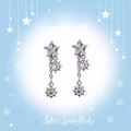 Christmas - PAIR OF Snowflake Pentagram Dangle Stainless Steel Ear Studs - product overview