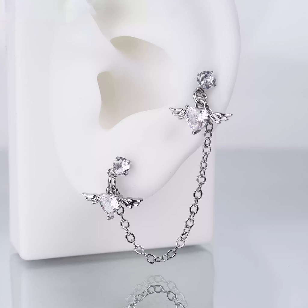 Double CZ Wing Stainless Steel Ear Chain - product image 3