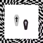 Hallowmas - Gothic Resin Cross Coffin Stainless Steel Ear Studs - product overview