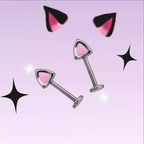 Paws & Purrs - Blue and Pink Cat Ear Stainless Steel Internally Threaded Helix Studs - product overview