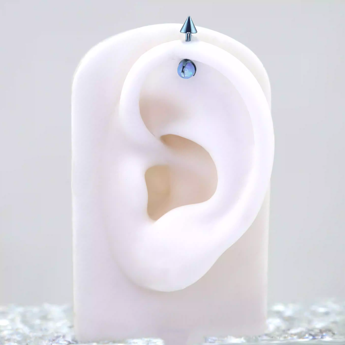 Opal Demon Spike Internally Threaded Titanium Cartilage Studs - Pink