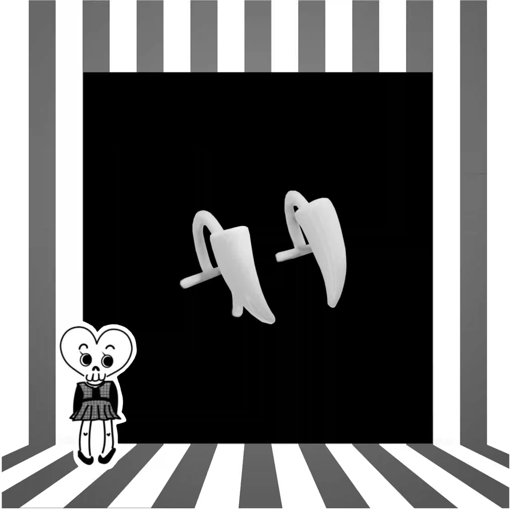 CRUX - PAIR OF White Enamel Fangs Stainless Steel Lip Clip - product overview