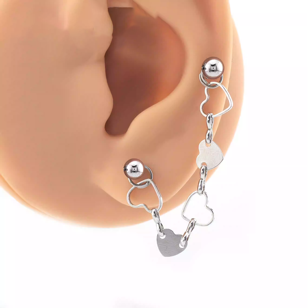 Openwork Heart Ear Chain - product image 2