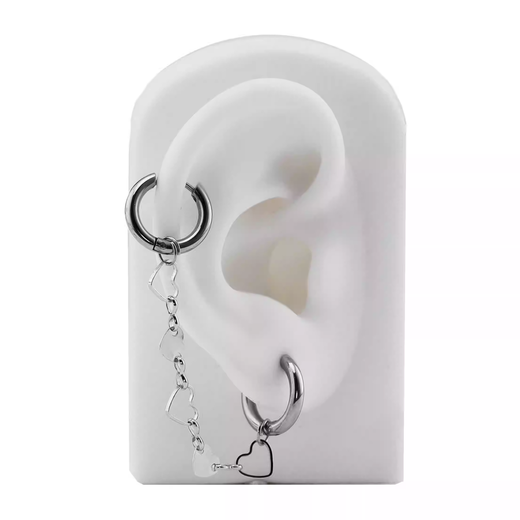 Openwork Heart Ear Chain - product overview