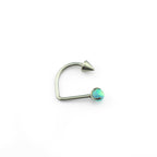 16G Opal Spike Titanium U-Ring | Lip Helix Cartilage Ear Stud - Forest Green