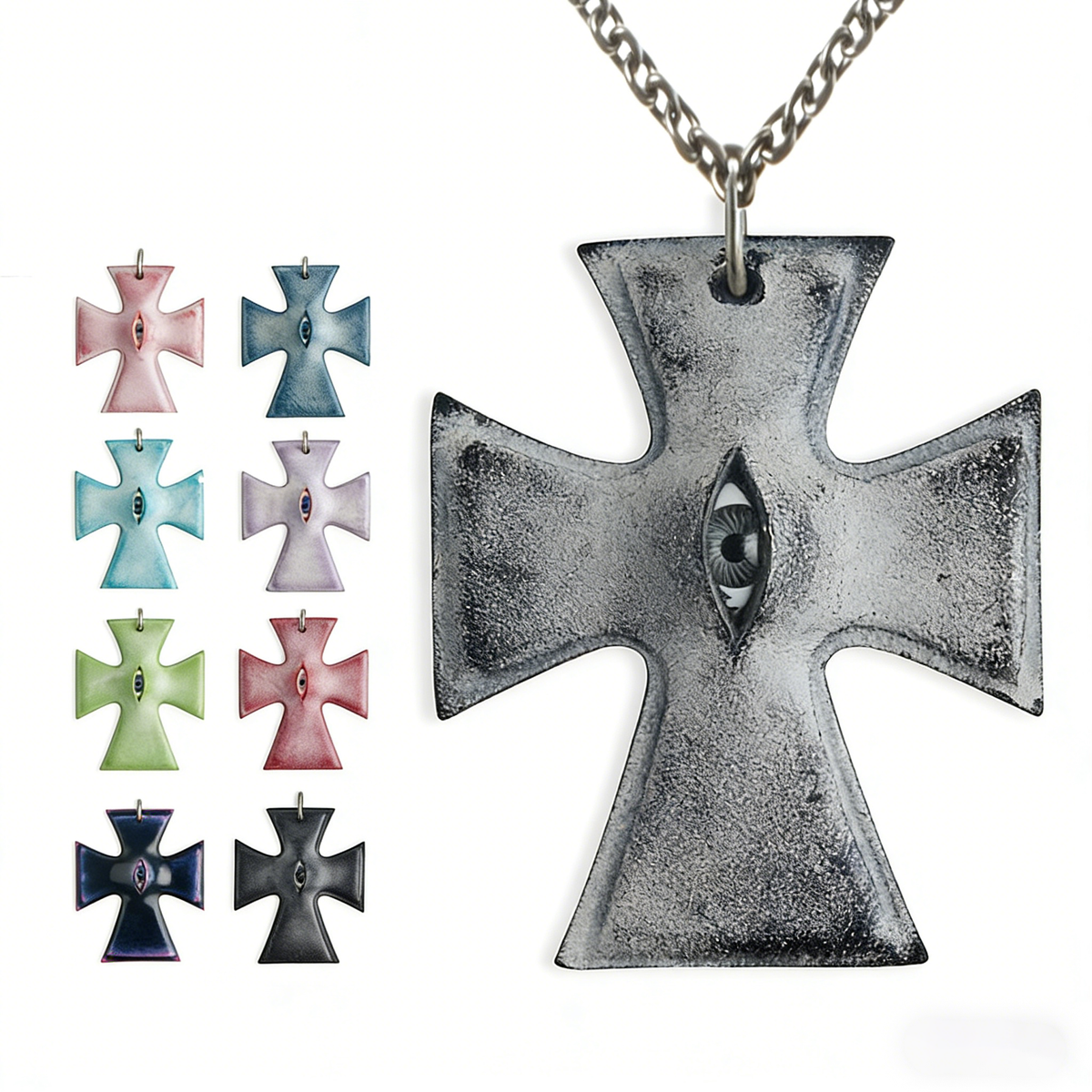 The "Crux" Pendant - Hyper-realistic Eye Cross Necklace | Gothic Occult Jewelry - Crux Jewelry product image 1
