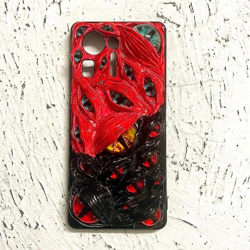 "Prismatic Void" 3D Slime Phone Case | Holographic Dragon Eye & Wet Texture Art - Crux Jewelry product image 6