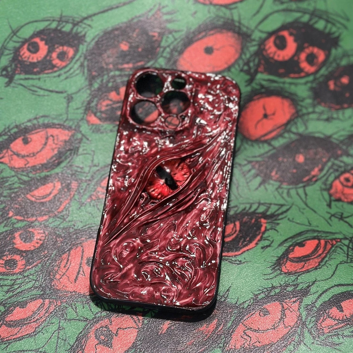 "Elemental Guardians" 3D Dragon Eye Phone Case | Hand-Painted Swirl Texture (Ice,... - Crux Jewelry product image 4