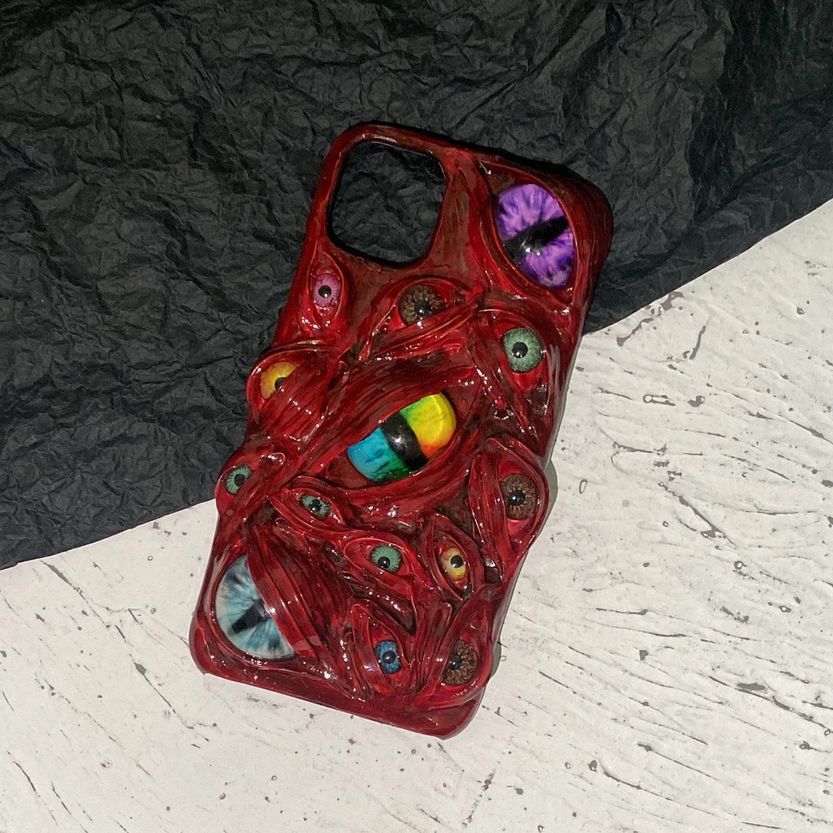 "Crimson Flesh" Multi-Eye 3D Horror Phone Case | Realistic Red Gore Texture Cover - Crux Jewelry product image 2