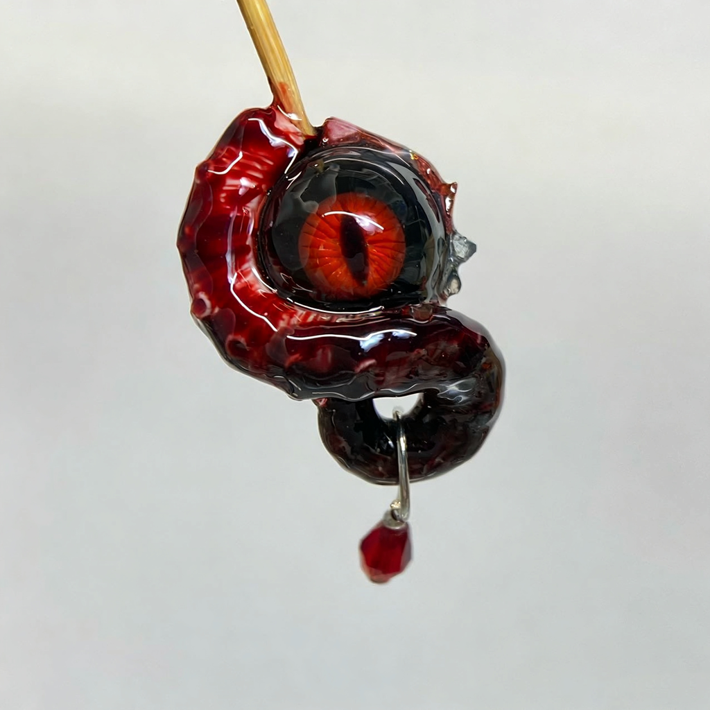 Cthulhu Eye – Vertical Pupil Octopus Tentacle Earrings in Deep Red - Crux Jewelry product image 2