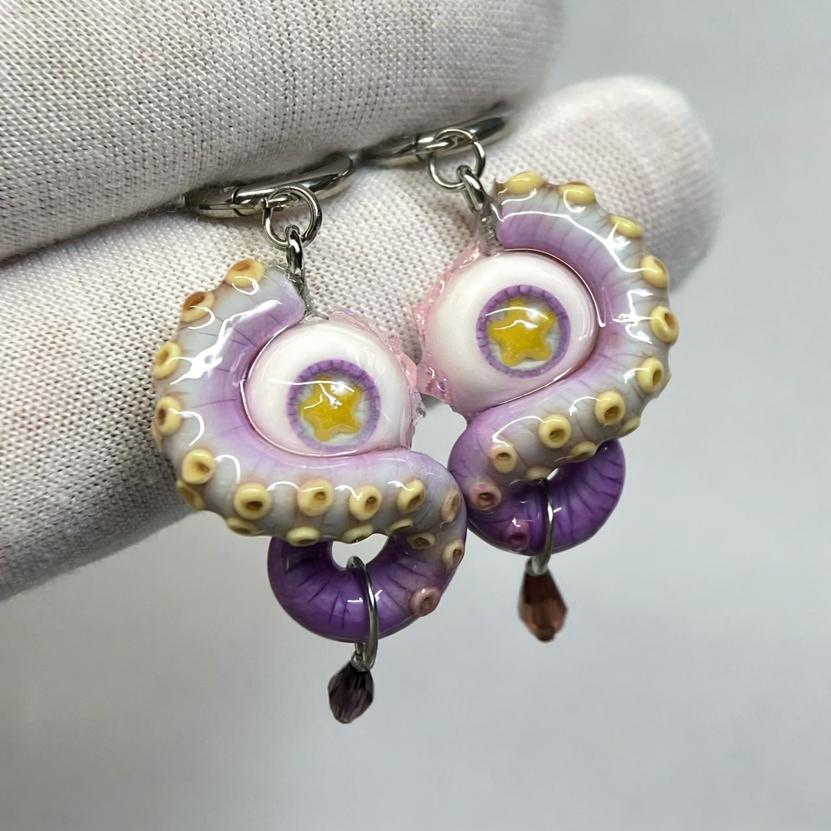 Mystic Star Cthulhu Eye – Purple Tentacle Earrings - Crux Jewelry product image 4