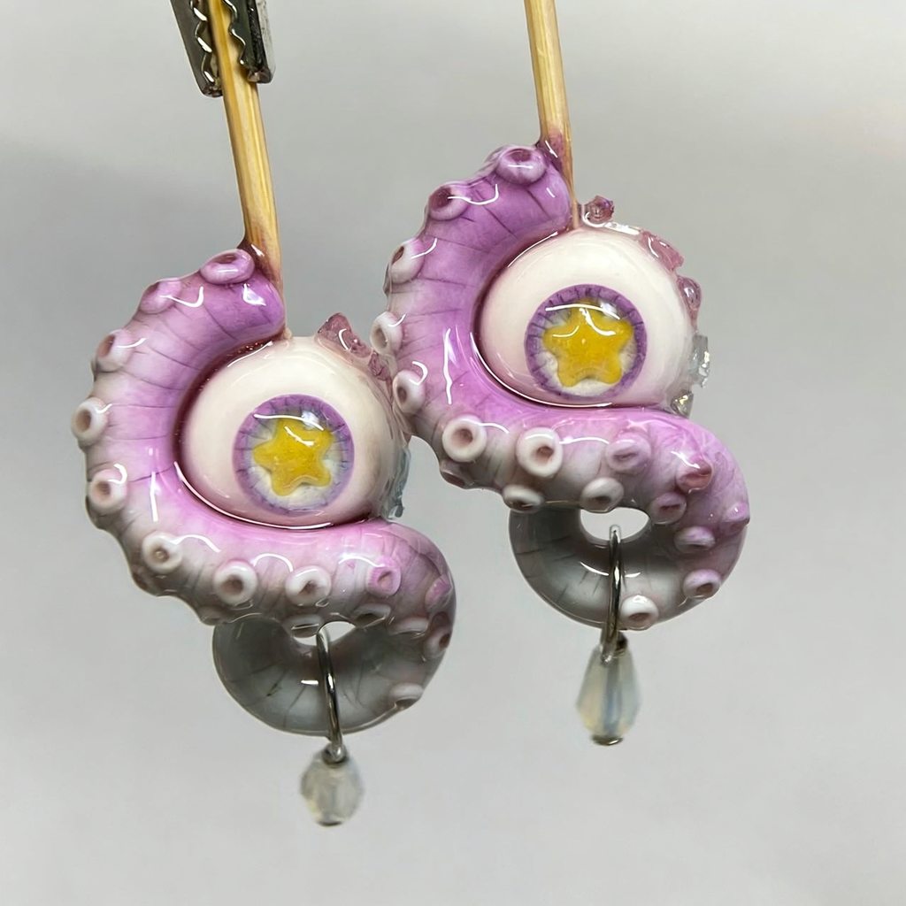 Mystic Star Cthulhu Eye – Purple Tentacle Earrings - Crux Jewelry product image 5