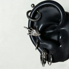 Heavy Metal Skeleton Ear Stack | Rock Hand, Tentacle & Spiked Skull Earrings Set - Crux Jewelry product image 3