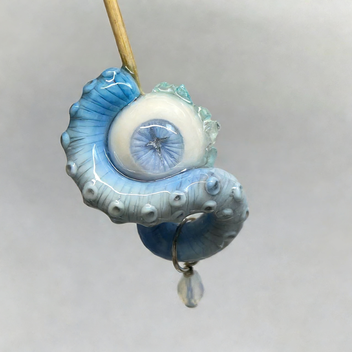 Celestial Cross Cthulhu Eye – Blue Tentacle Earrings - Crux Jewelry product photo