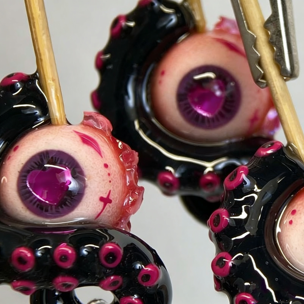 Gothic Heart of the Abyss – Cthulhu Eye Tentacle Earrings - Crux Jewelry product image 4