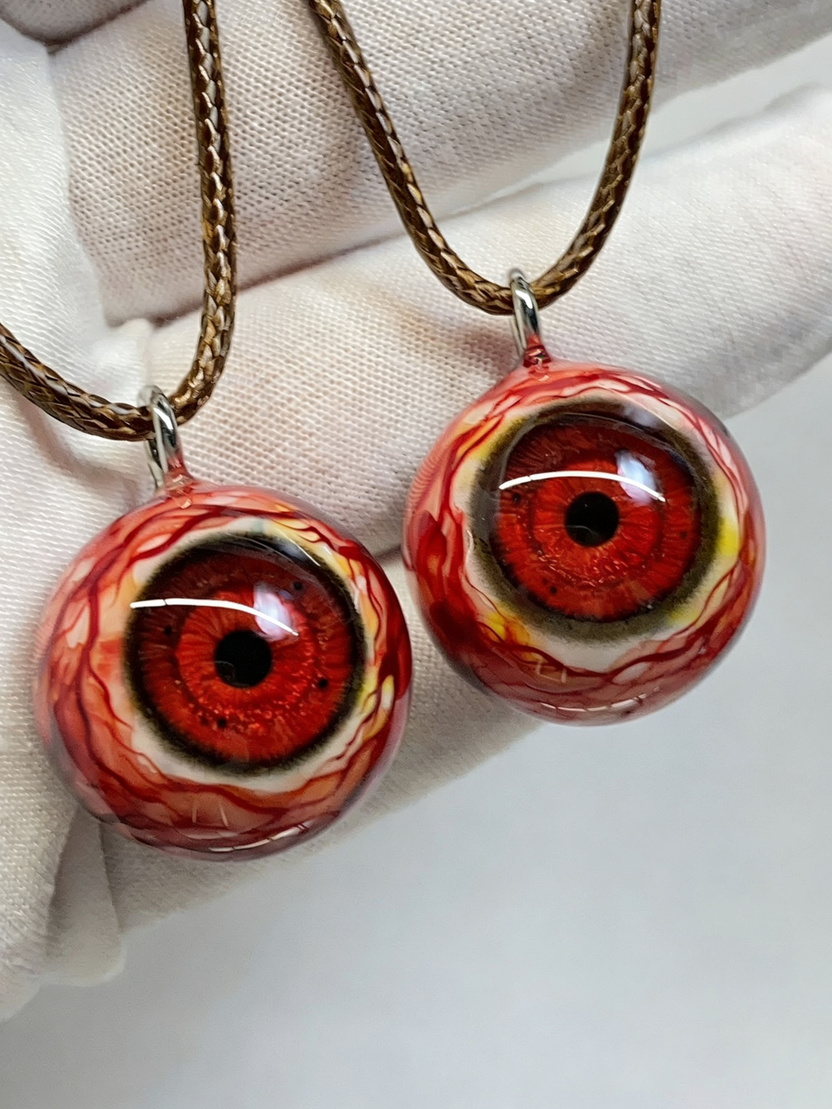 The All-Seeing Crimson Eye | Handcrafted Bloodshot Eyeball Pendant Necklace（1PCS） - Crux Jewelry product image 1