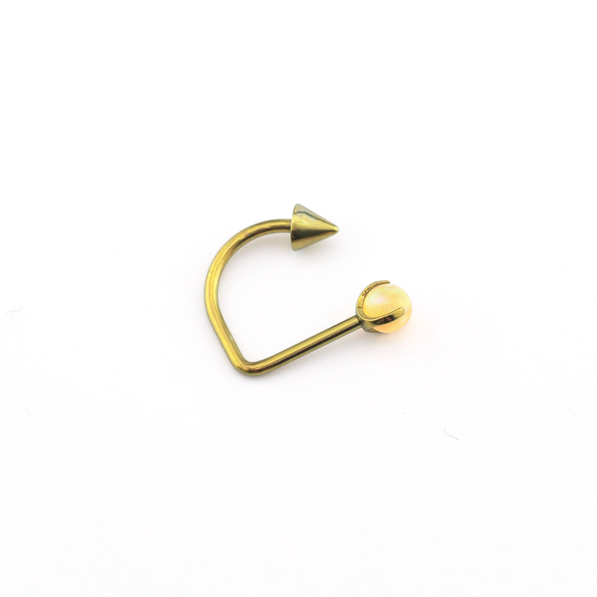16G Opal Spike Titanium U-Ring | Lip Helix Cartilage Ear Stud - Light Yellow