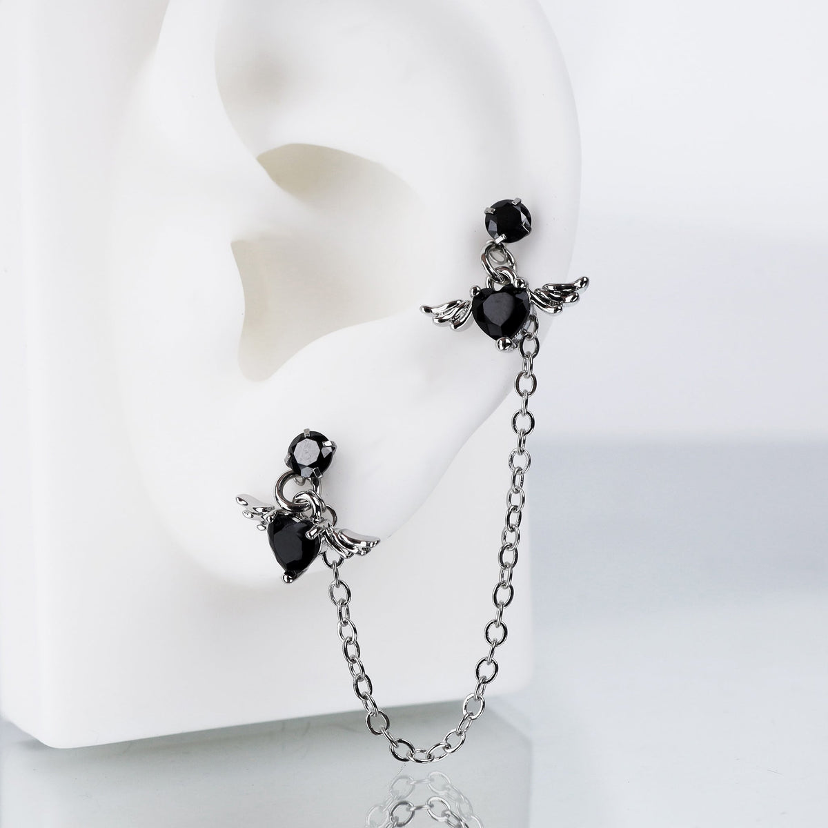 Double CZ Wing Stainless Steel Ear Chain - product image 2