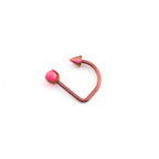 16G Opal Spike Titanium U-Ring | Lip Helix Cartilage Ear Stud - Pink