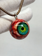 Verdant Gaze Bloodshot Eyeball Pendant | Handcrafted Gothic Nature Jewelry（1PCS） - Crux Jewelry product image 1